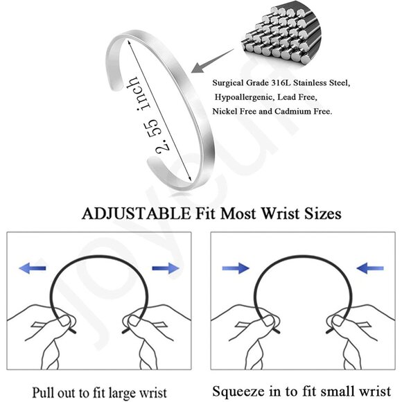 Elegant Stainless Steel Cuff Bracelet for Women - God is Within Her Psalm 46:5 - Picture 5 of 7